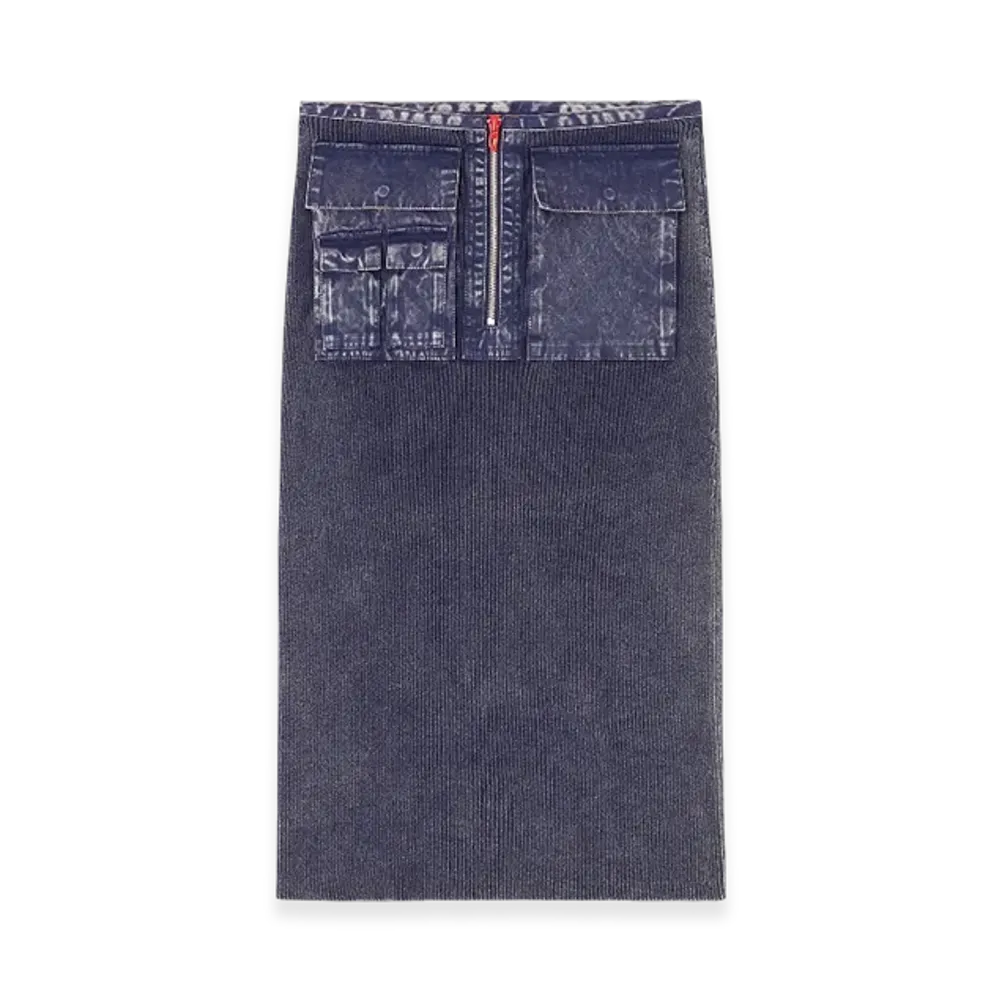 Diesel M-Meryn Knit Midi Skirt With Denim Cargo Pockets "Blue"