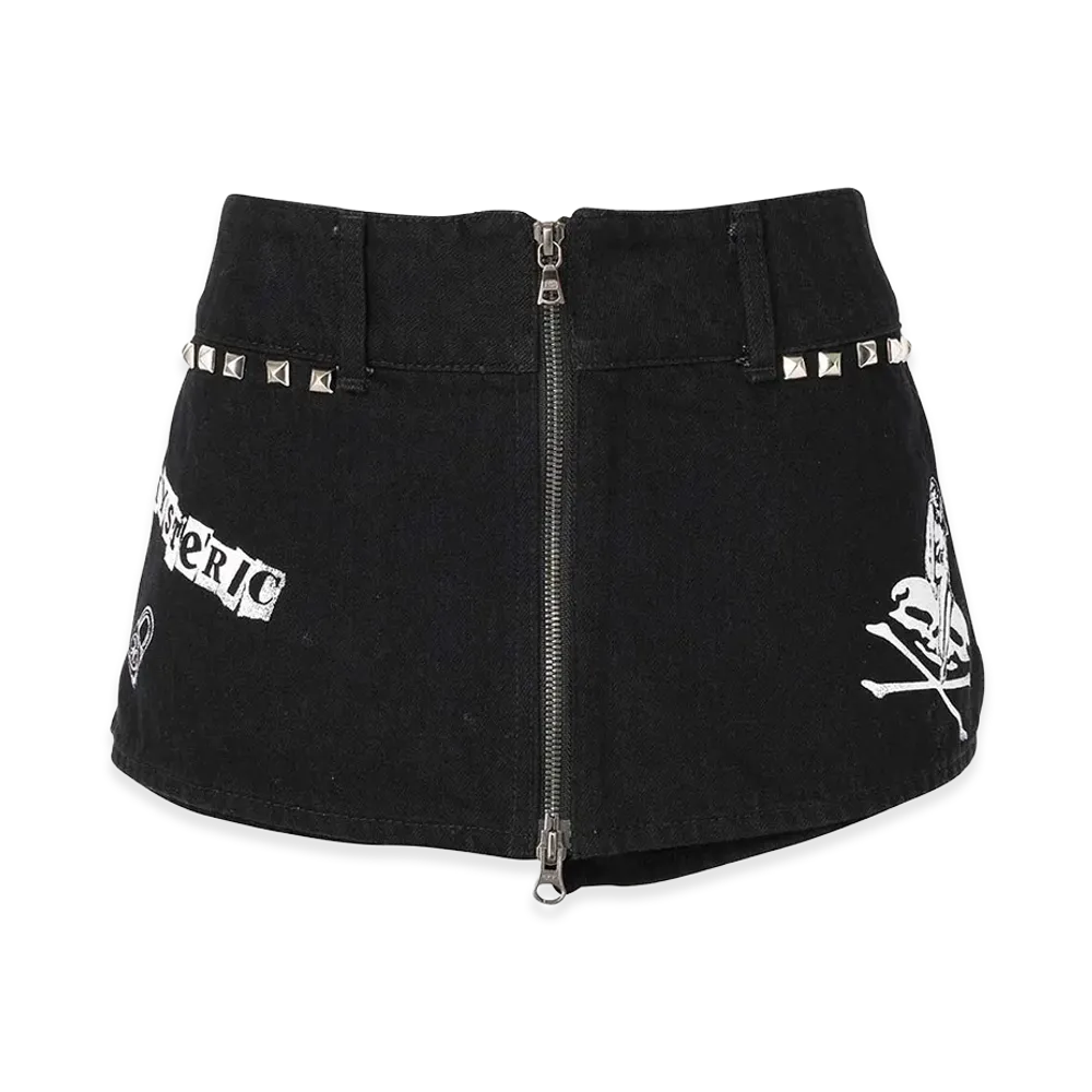 HYSTERIC GLAMOUR Women's Logo & Padlock Denim Shorts "Black"