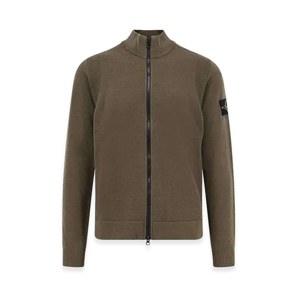 Stone Island Cardigan in Certified Virgin Wool "Green"