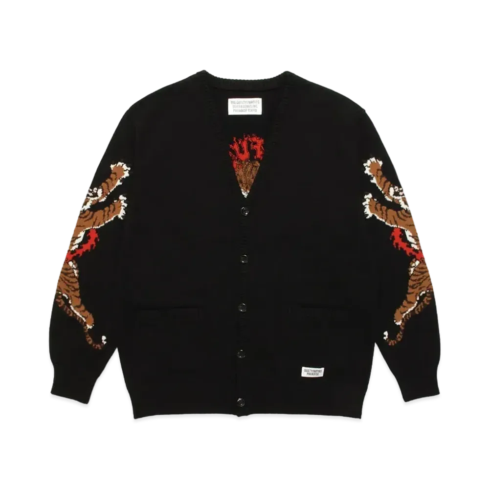 WACKO MARIA TIM LEHI / INTARSIA KNIT CARDIGAN "Black"