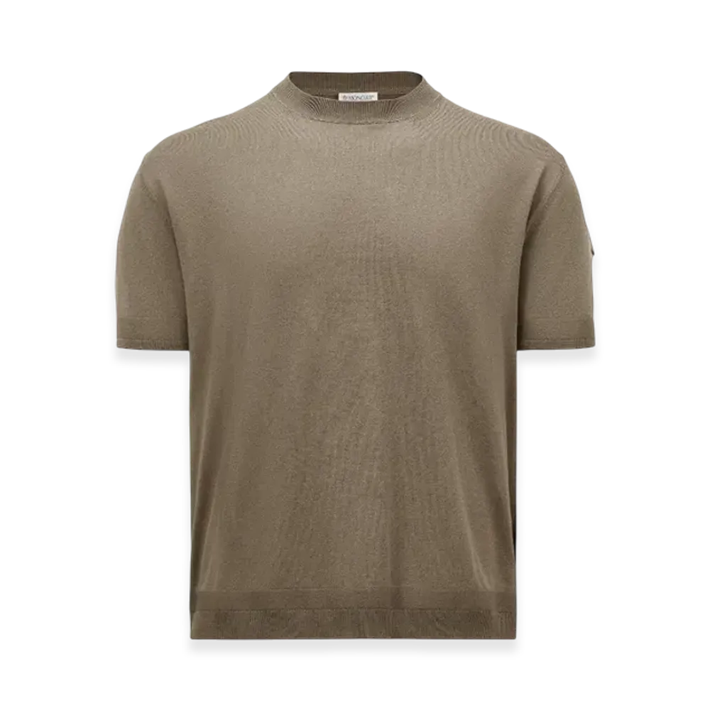MONCLER Silk & Cotton Knit T-Shirt "Taupe"