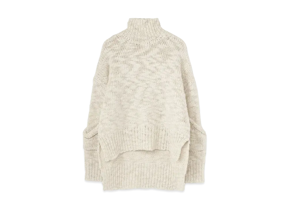 Yohji Yamamoto Y's WOOL SLUB PLAIN STITCH SLEEVE POCKET HIGH NECK PULLOVER "Off White"