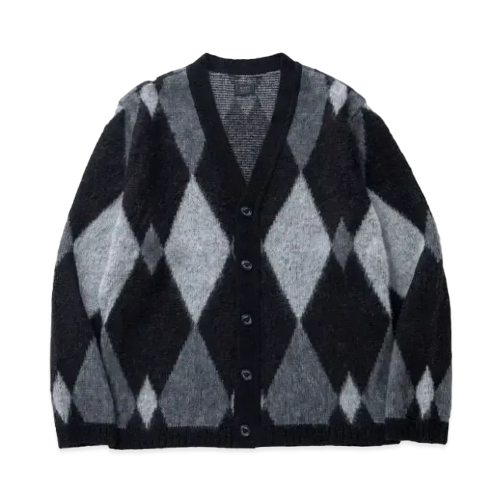 RATS Argyle Mohair Knit Cardigan "Black"