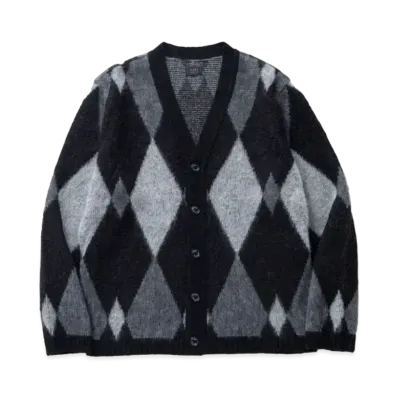 RATS Argyle Mohair Knit Cardigan "Black"