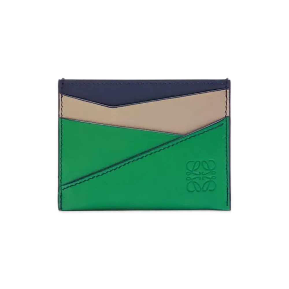 LOEWE Puzzle Plain Card Holder "Sand/Tropical Green"