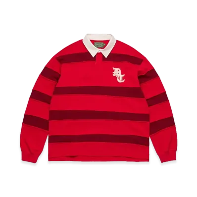 DENIM TEARS Paneled Rugby Shirt "Red"