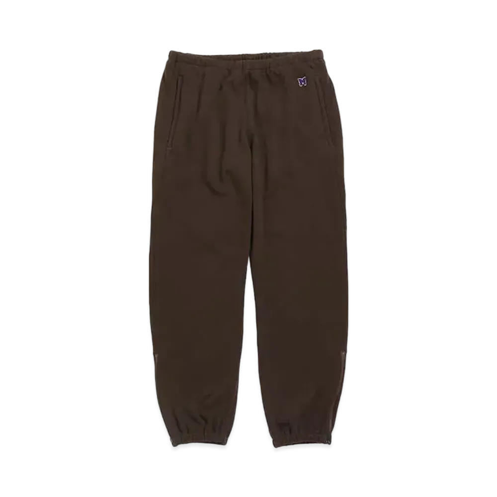 Needles ZIPPED SWEAT PANT - PE/C/PU FLEECE LINED JERSEY "Brown"