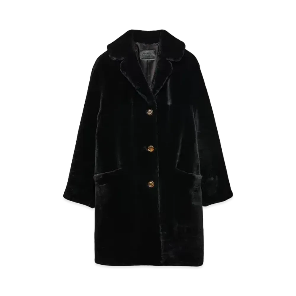 PRADA Women's Shearling Coat "Black"