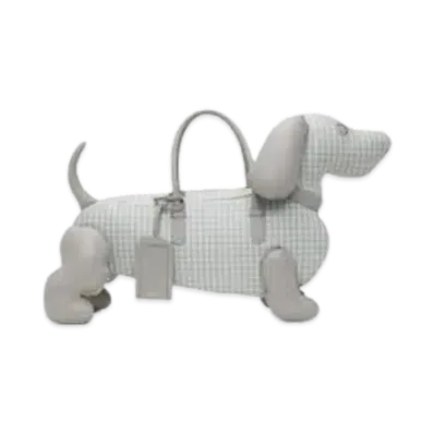 THOM BROWNE Check Pebble Grain Hector Bag "Grey"