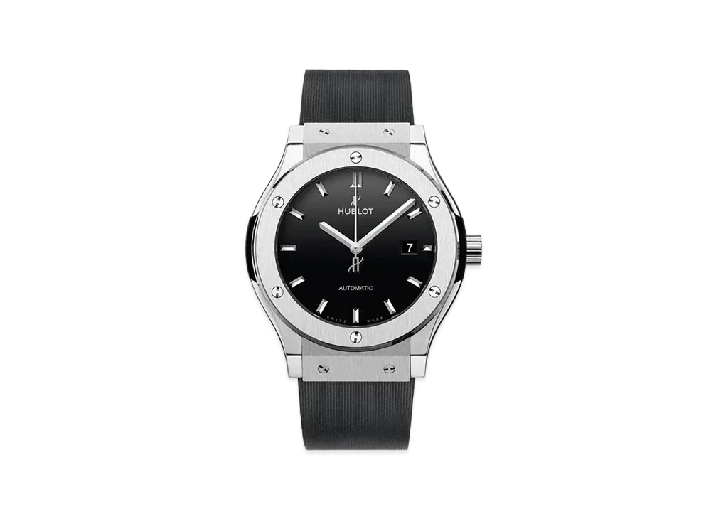HUBLOT Classic Fusion Titanium Black Shiny Rubber 42mm