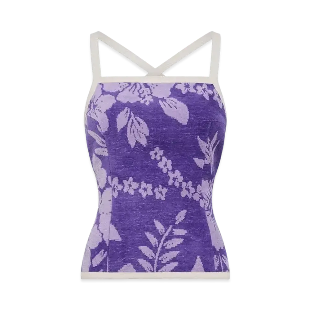 Marine Serre Regenerated Jersey Jacquard Towel Bustier "Purple"