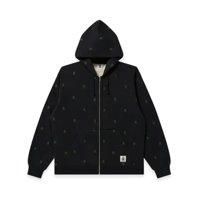 BlackEyePatch Dollar Sign Patterned Thermal Zip Hoodie "Black"