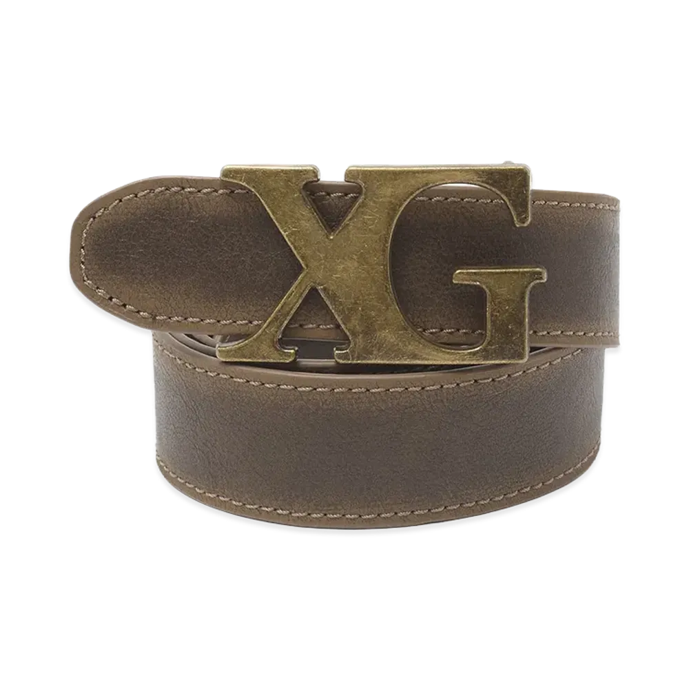 X-Girl Women's Xg Emblem Clasp Faux Leather Belt "Brown"