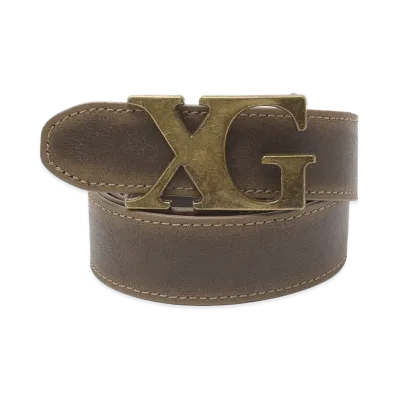 X-Girl Women's Xg Emblem Clasp Faux Leather Belt "Brown"
