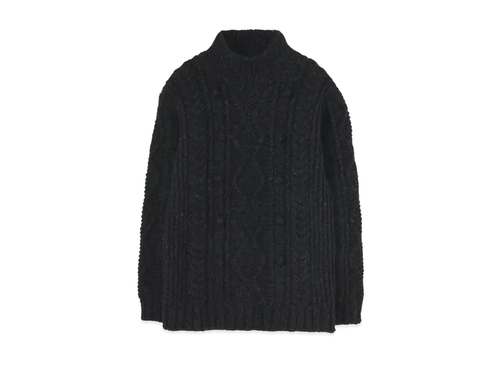 Yohji Yamamoto Y's HAND-KNITTED ALLAN PATTRN HIGH NECK PULLOVER "Charcoal"