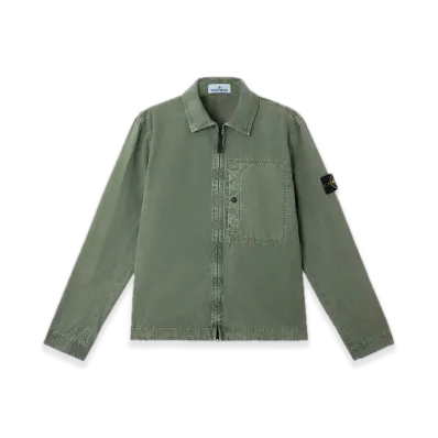 Stone Island 1200032 Brushed Organic Cotton Canvas 'OLD' Effect "Musk Green"