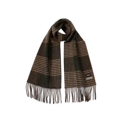 BEAMS Houndstooth Block Check Muffler "Brown"