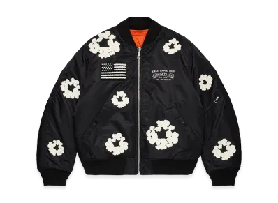 DENIM TEARS Cotton Wreath MA-1 Bomber Jacket "Black"