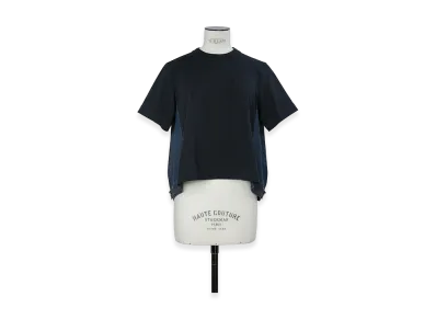 sacai Women's Denim x Cotton Jersey T-Shirt "Navy/Blue"