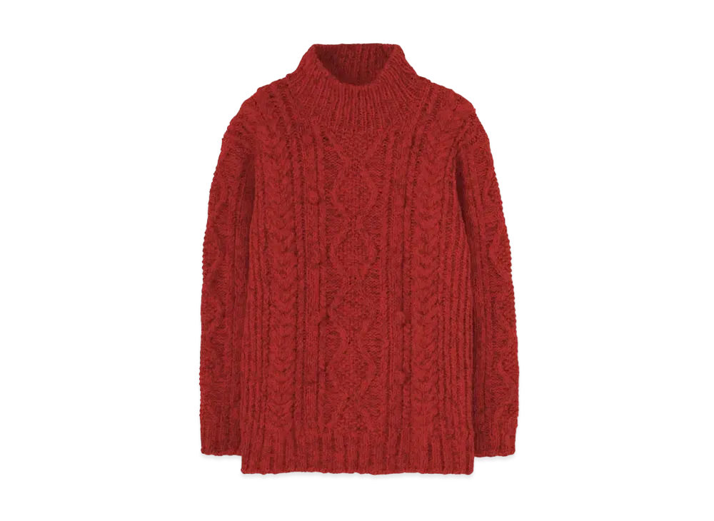 Yohji Yamamoto Y's HAND-KNITTED ALLAN PATTRN HIGH NECK PULLOVER "Red"