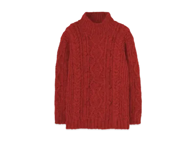Yohji Yamamoto Y's HAND-KNITTED ALLAN PATTRN HIGH NECK PULLOVER "Red"