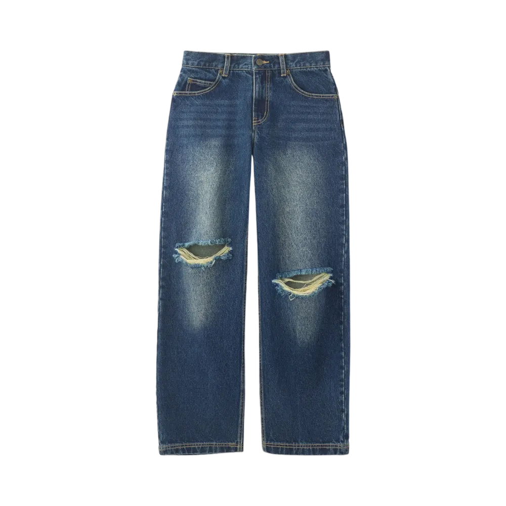 X-Girl Low Rise Distressed Denim Pants "Indigo"