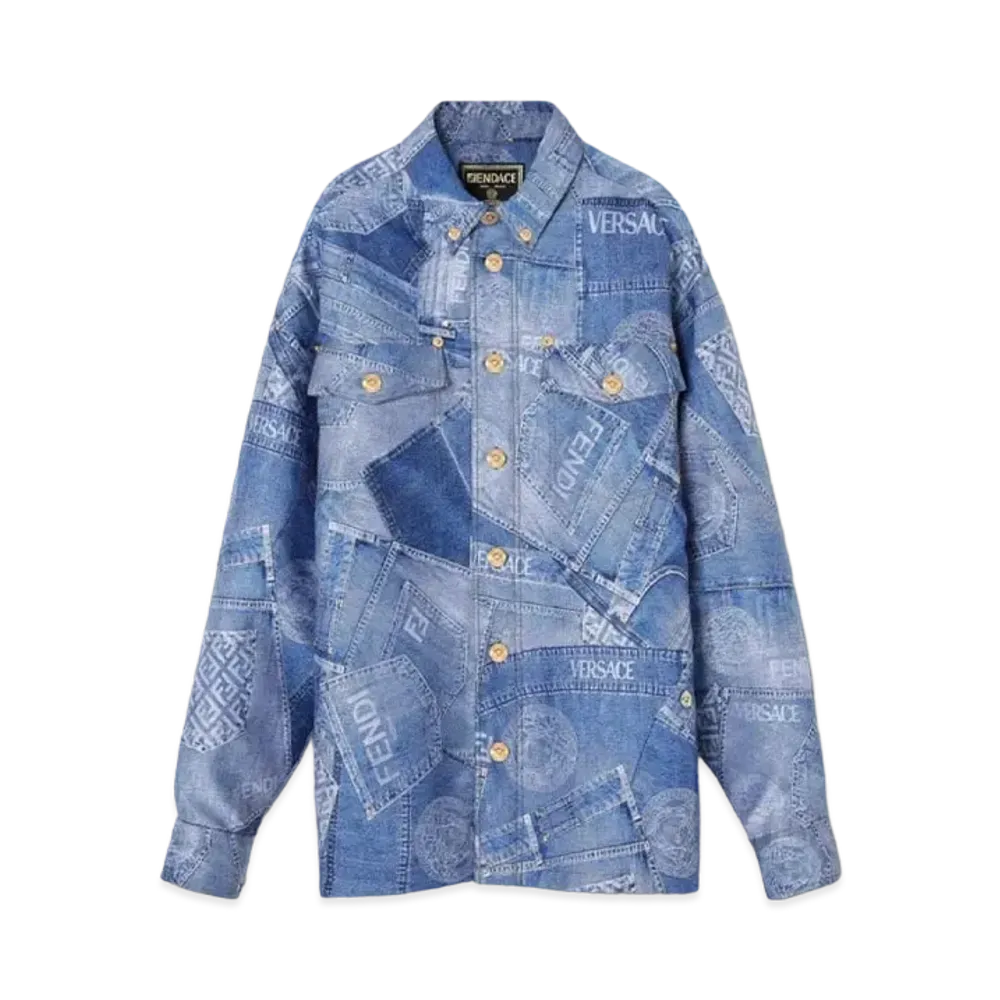 FENDI x Versace Fendace Denim Patchwork Jacquard Jacket "Blue"