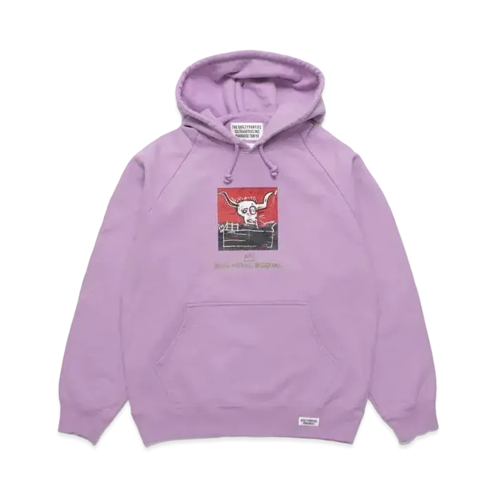 WACKO MARIA JEAN-MICHEL BASQUIAT / Washed Heavy Weight Pull Over Hooded Sweat Shirt "Light Purple"