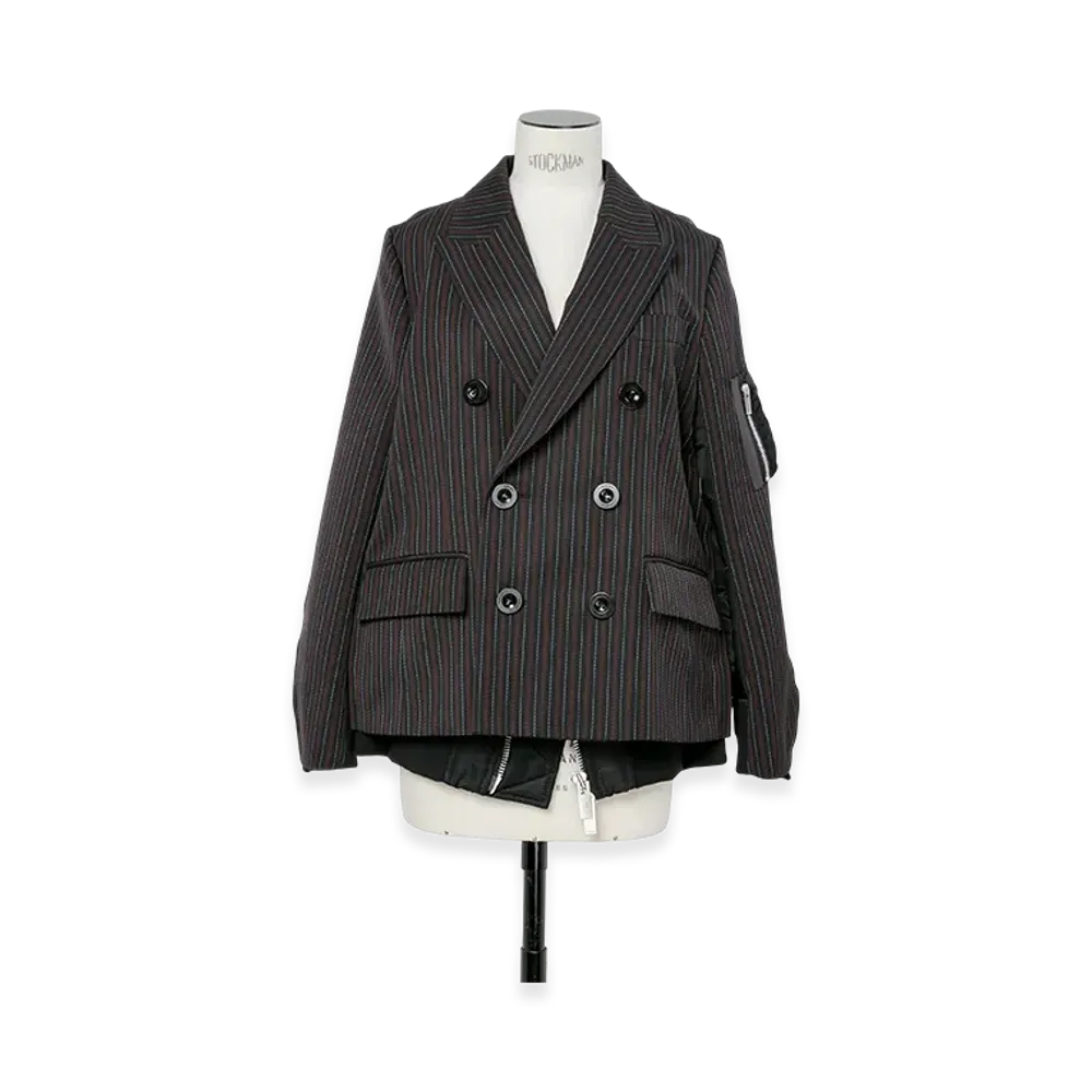 sacai Stripe Doeskin x Nylon Twill Jacket "Black"