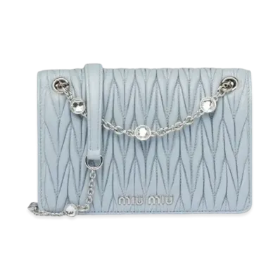 MIU MIU Materassenapa Leather Mini Bag "Sky Blue"