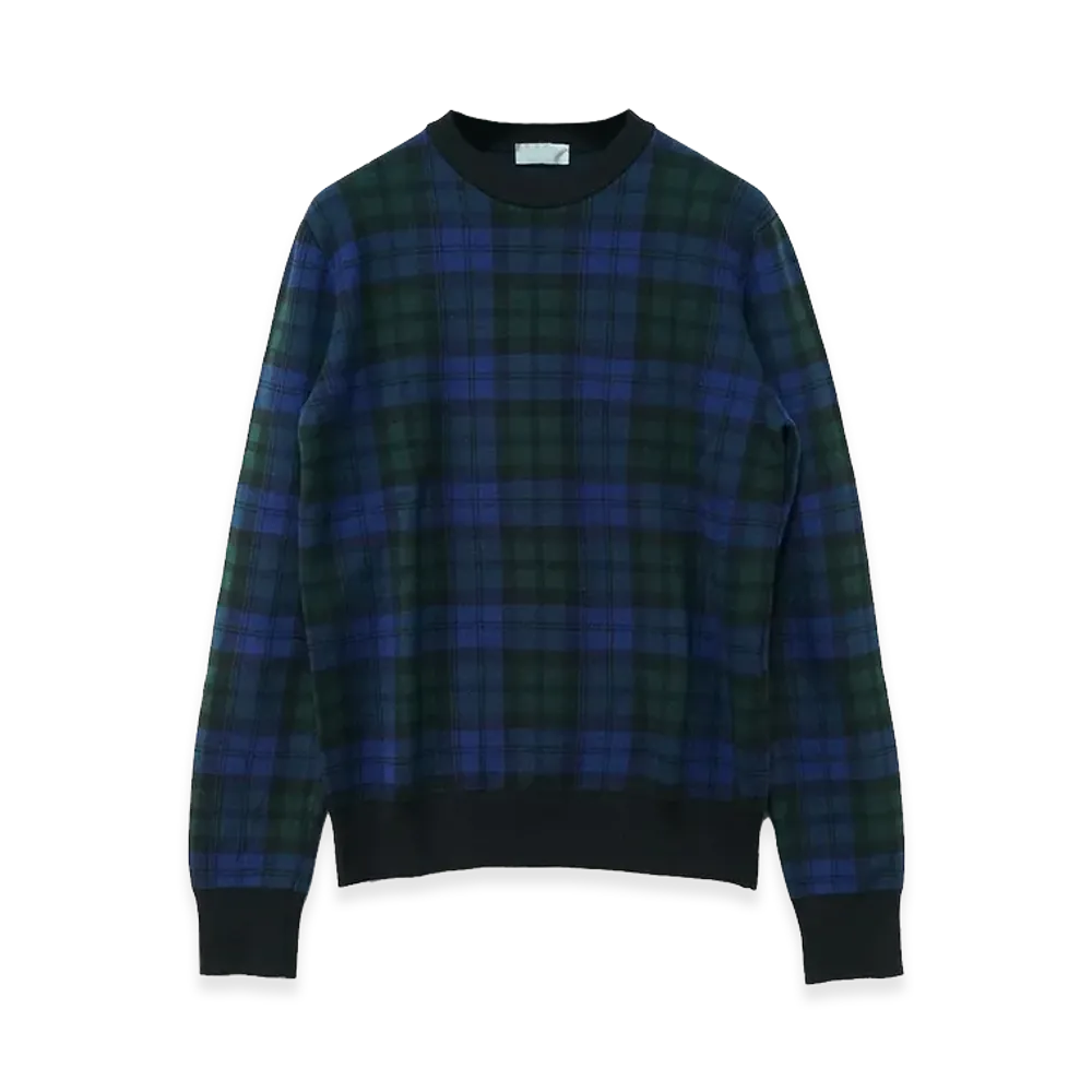 Dior HOMME Virgin Wool Tartan Check Crew Neck Sweater "Blue/Green"