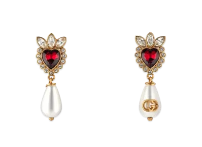 GUCCI Crystal Heart Earrings