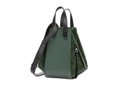 LOEWE Small Hammock Bag In Calfskin And Suede "Vintage Khaki/Black"