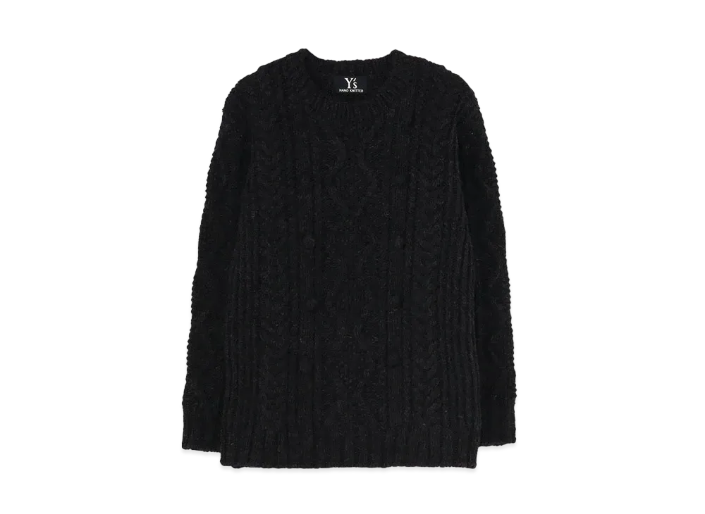 Yohji Yamamoto Y's HAND-KNITTED ALLAN PATTRN ROUND NECK PULLOVER "Charcoal"