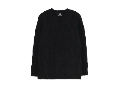 Yohji Yamamoto Y's HAND-KNITTED ALLAN PATTRN ROUND NECK PULLOVER "Charcoal"