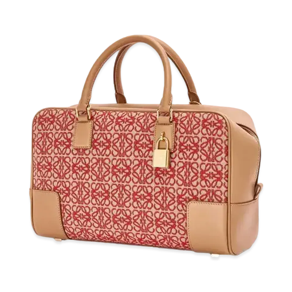 LOEWE Amazona 28 Bag In Jacquard And Calfskin "Red/Warm Desert"