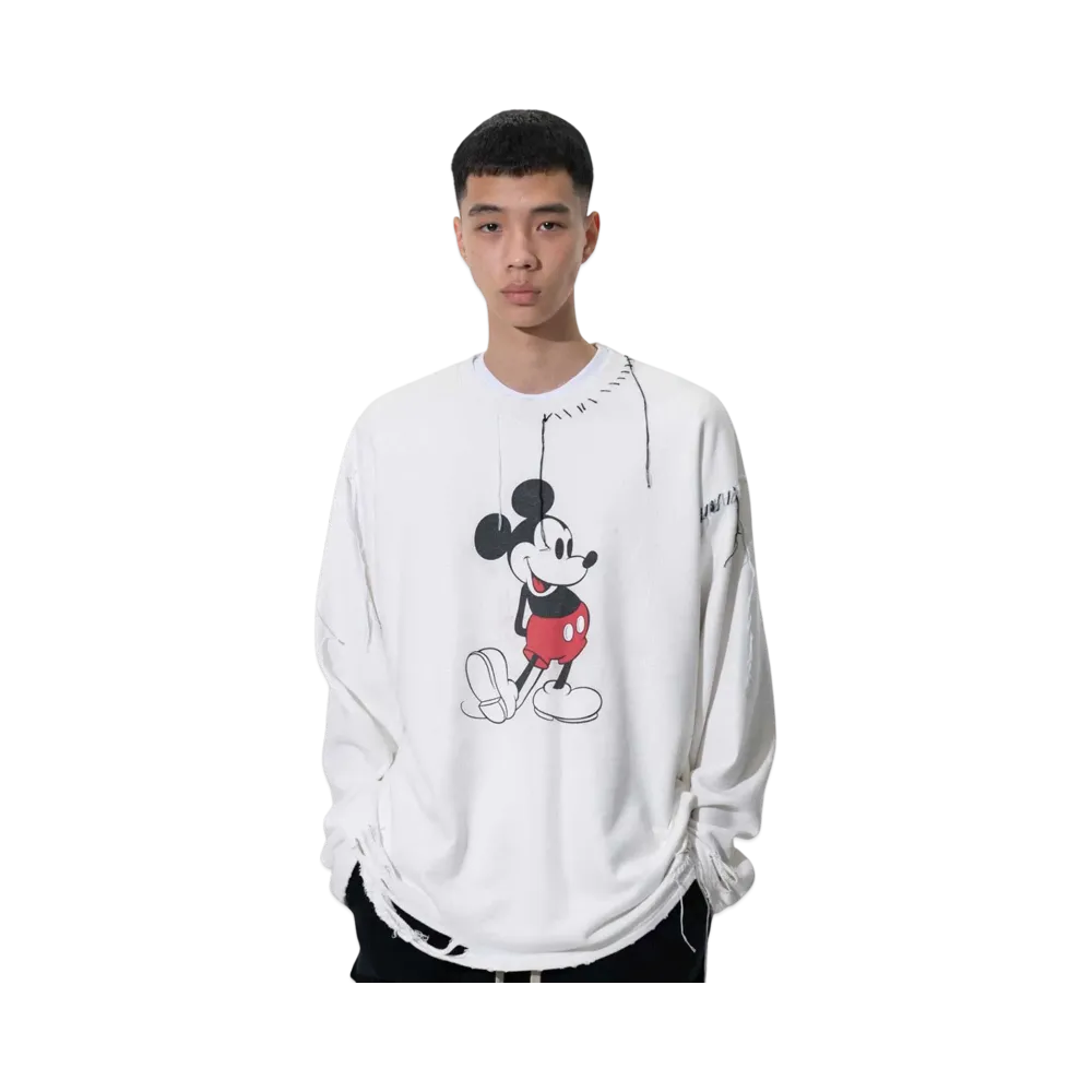 DISCOVERED < Mickey > Looping Damage Cutsewn "WHITE"