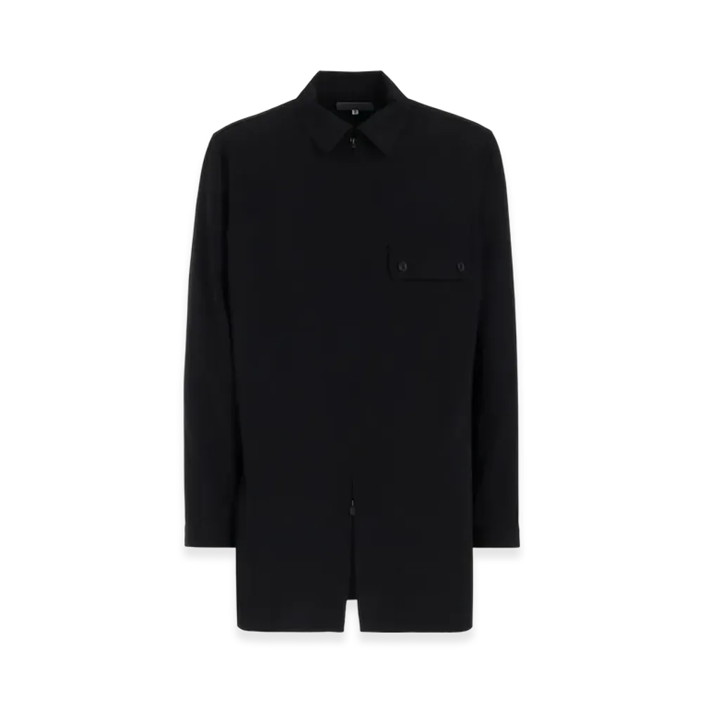 Yohji Yamamoto POUR HOMME Wool Gabardine Front Zip Blouse "Black"