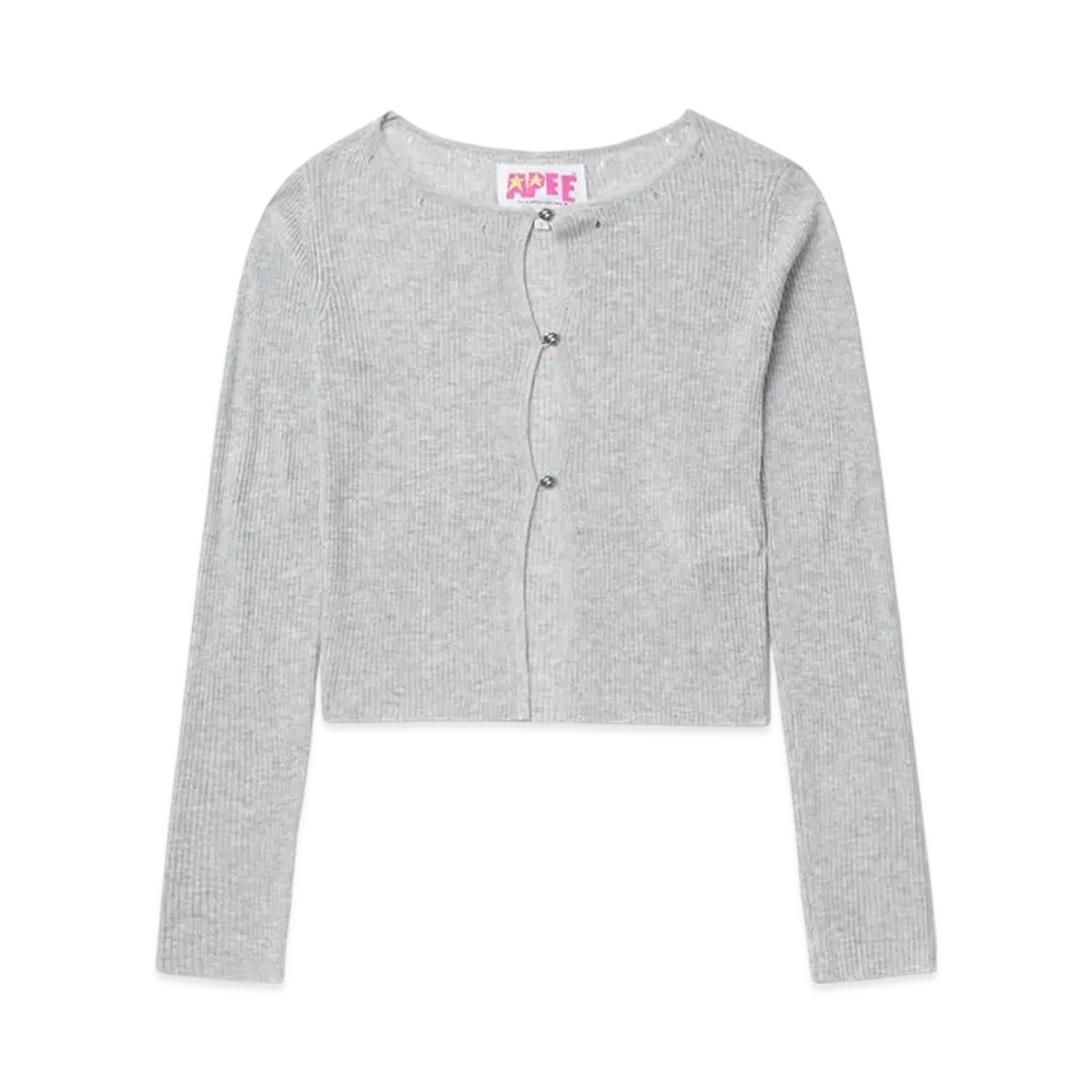 A BATHING APE Button Front Distressed Cardigan "Gray"