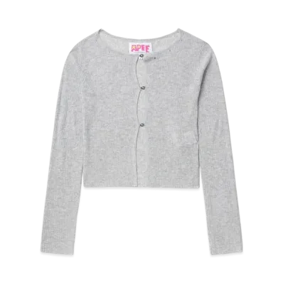 A BATHING APE Button Front Distressed Cardigan "Gray"