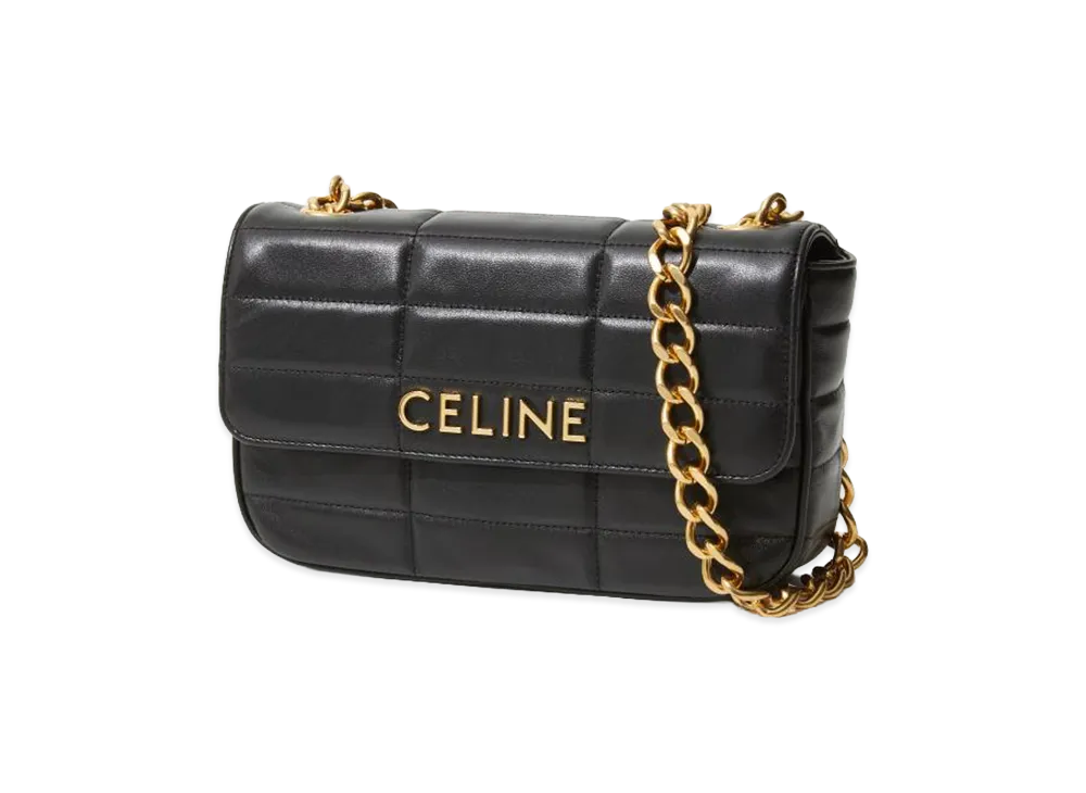 CELINE Mini Shoulder Bag / Quilted "Black/Gold"