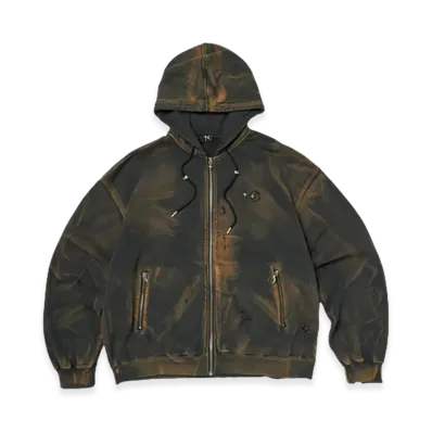 THUG CLUB TC Two Tone Washed Zip-Up Hoodie "Rust Black"