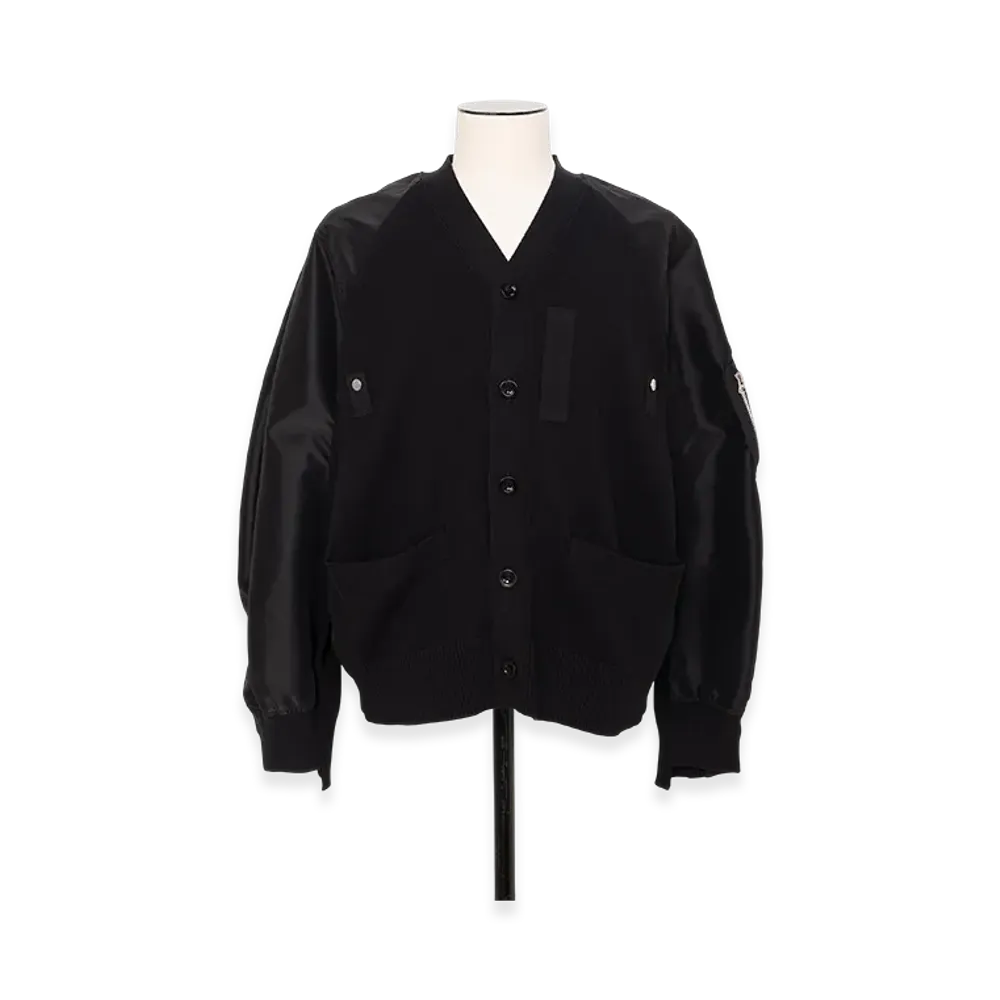 sacai Nylon Twill x Knit Cardigan "Black"