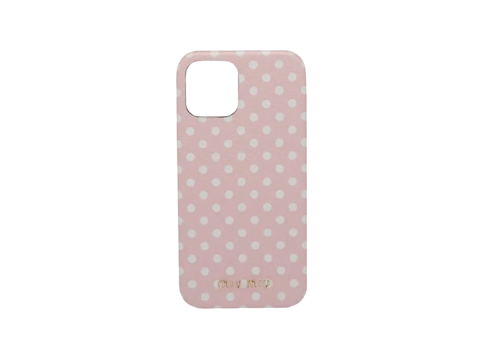 MIU MIU Madras Leather iPhone 12,12 Pro Cover "Gem/White"