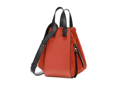 LOEWE Small Hammock Bag In Calfskin And Suede "Dark Rust/Black"
