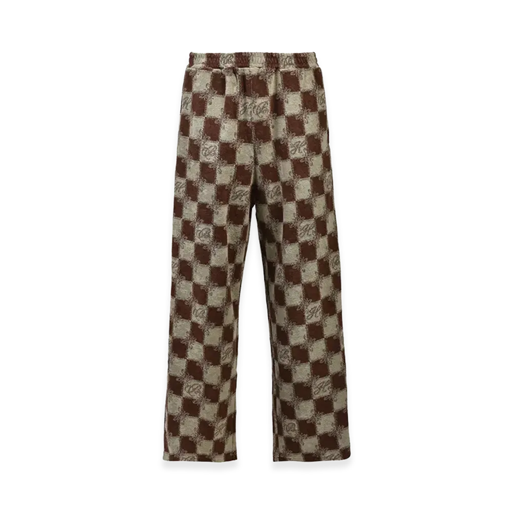 BREATH Block Check Pile Pants "Brown"