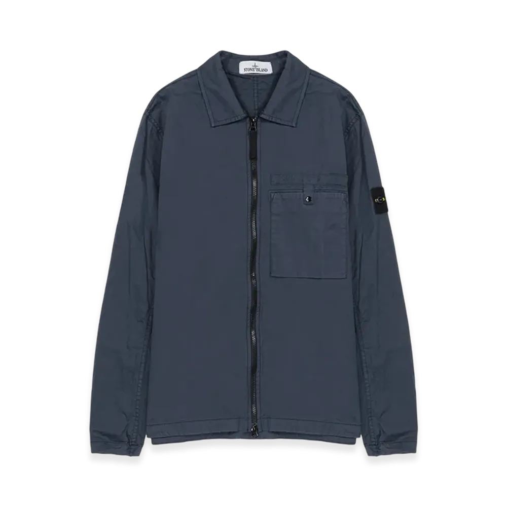 Stone Island 12619 Supima Cotton Twill Stretch-TC Garment Dyed Overshirt- 22SS "Avio Blue"