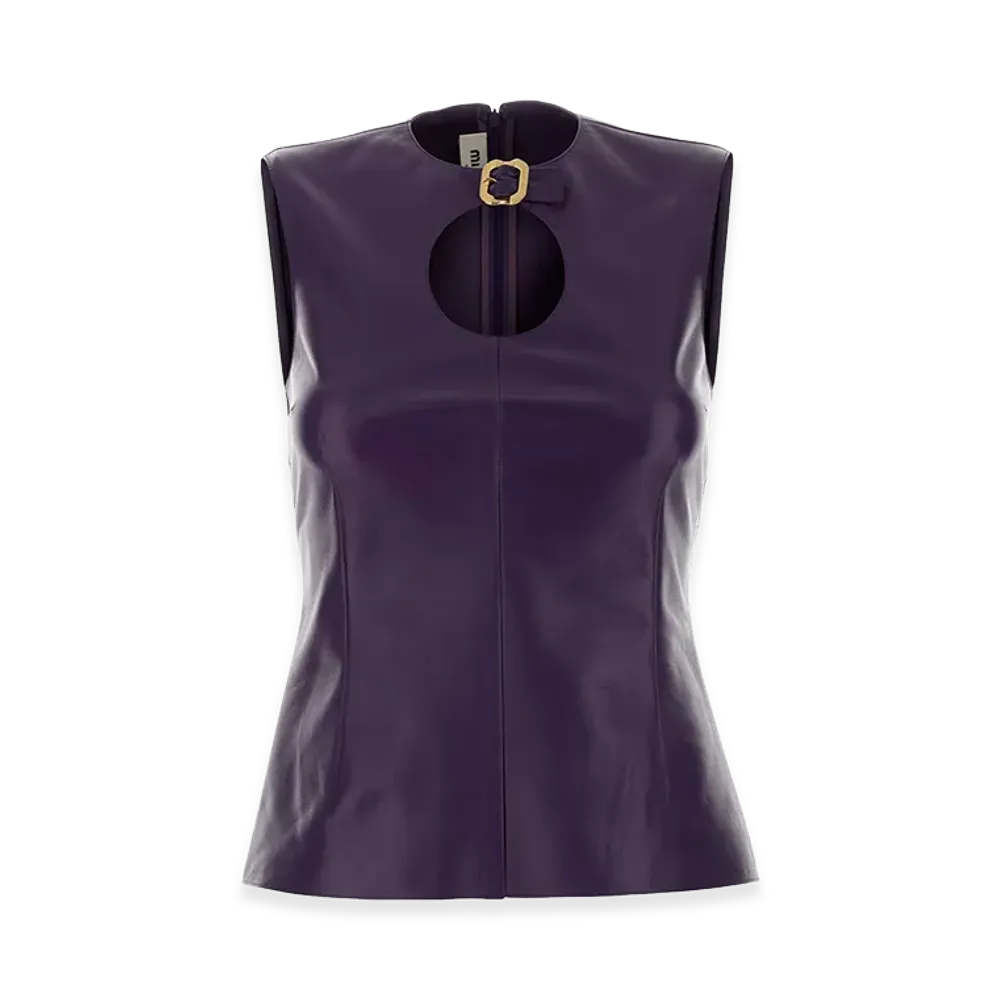 MIU MIU Women's Leather Top "Purple"