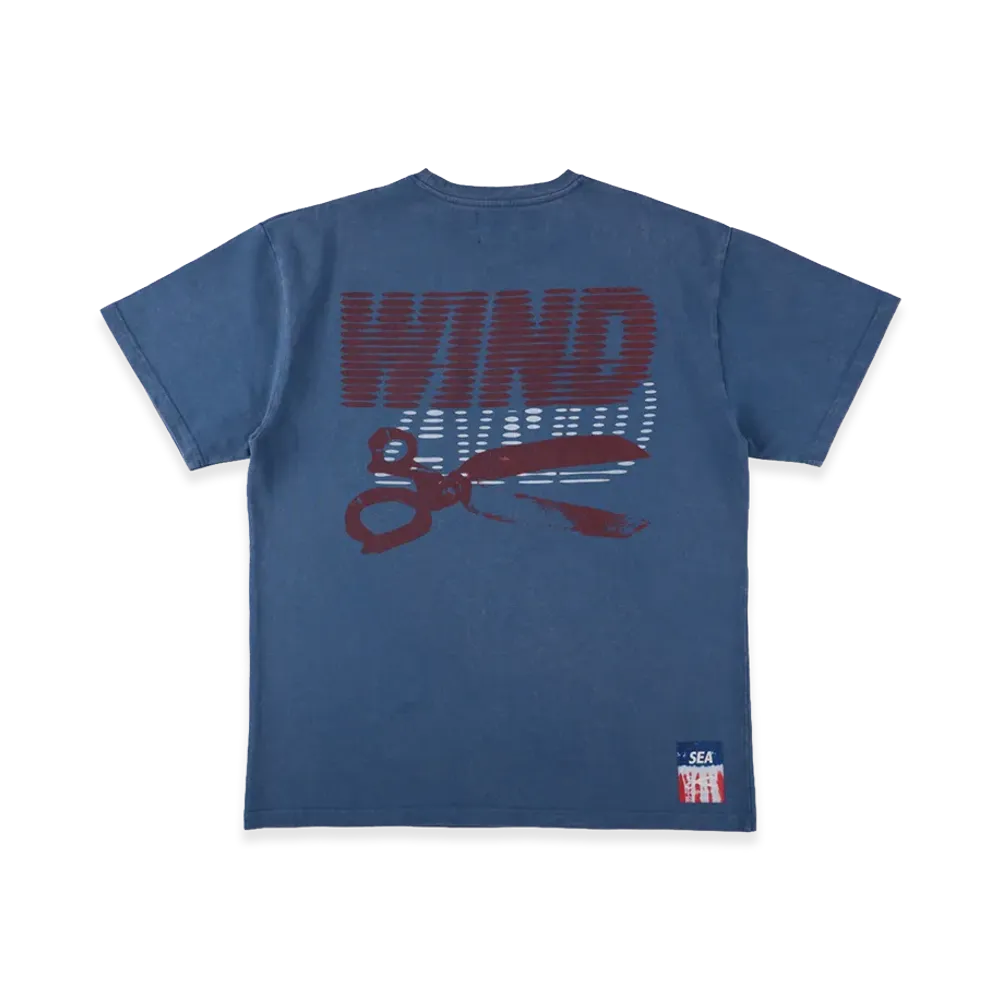 WIND AND SEA x DENHAM Line Halftone Scissors Sulfur Tee "Blue"