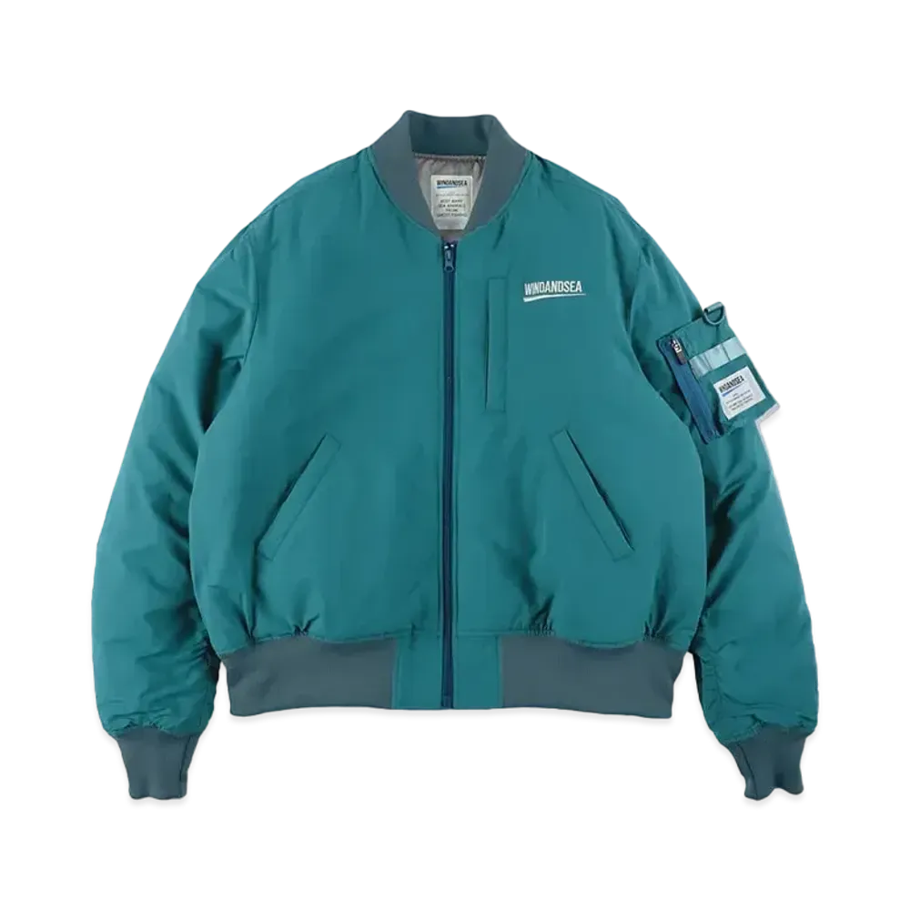 WIND AND SEA Fishnet Recycled Nylon MA-1 Jacket "Sea Foam"